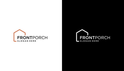 Front Porch  Modern House logo with black and white color