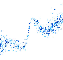 A dynamic wave composed of scattered blue crystal fragments, conveying a sense of motion and energy, reminiscent of breaking waves or digital disruption.