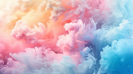 Colored inks swirling in water to form abstract background with colorful fog shapes and gradient