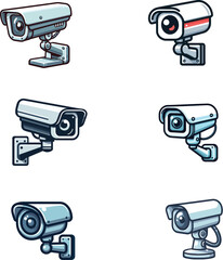 Set collection CCTV camera security device vector