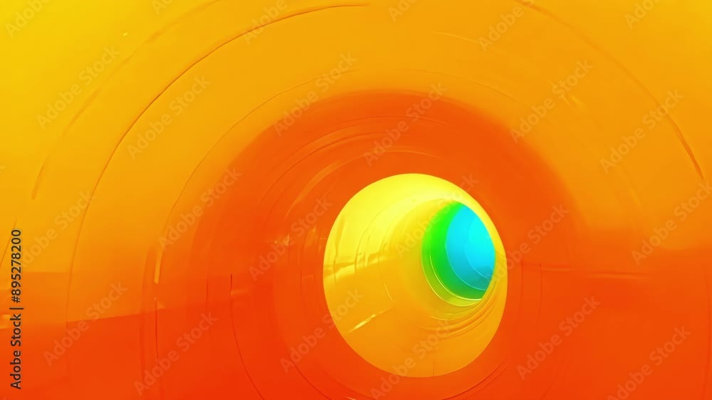 Poster a series of colorchanging light tunnels each one leading to a different spectrum of the rainbow.