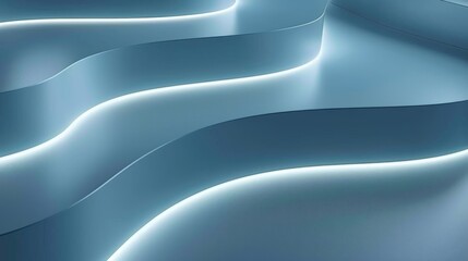 Obraz premium Wavy blue lines on abstract background illuminated with white light, creating a futuristic and sleek design