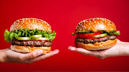 hand holding a hamburger