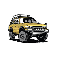 Offroad overland SUV vehicle vector illustration isolated in white background