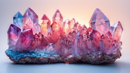Colorful quartz crystal cluster with vibrant hues - generative ai