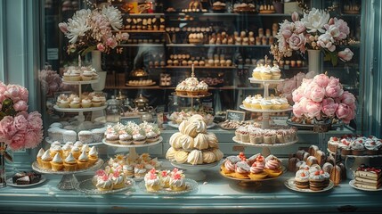 romantic patisserie windows and cakes
