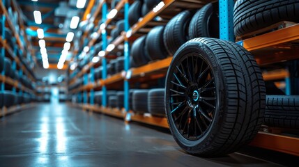 Obraz premium Tire warehouse generative ai