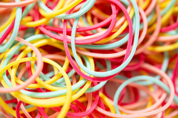 Colorful Assortment of Rubber Bands for Office and Craft Use