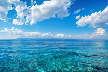 Obraz premium Wide panorama view of crystal blue sea