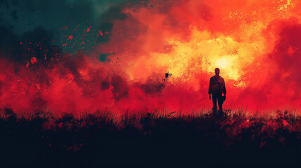 Illustration Honoring Veterans Day with a Solemn Scene Featuring Symbols of Patriotism