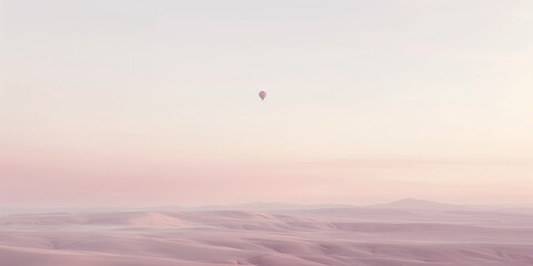 A dreamy photo of a morning sky with a distant hot air balloon in the distance