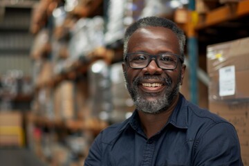 Fototapeta premium Portrait of a middle aged male warehouse worker