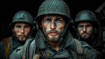 Fototapeta premium Special Forces Operatives in Mid-20th Century Military Uniforms