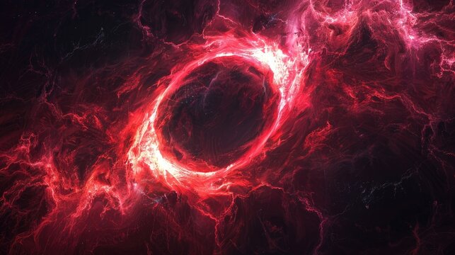 Abstract red energy ring with glowing light. Perfect for creating a background with an otherworldly and energetic vibe.