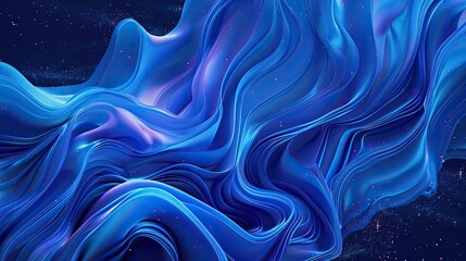 Obraz premium Abstract blue waves flowing with glittering lights. This image is perfect for backgrounds, website designs, and presentations that need a modern, dynamic feel.