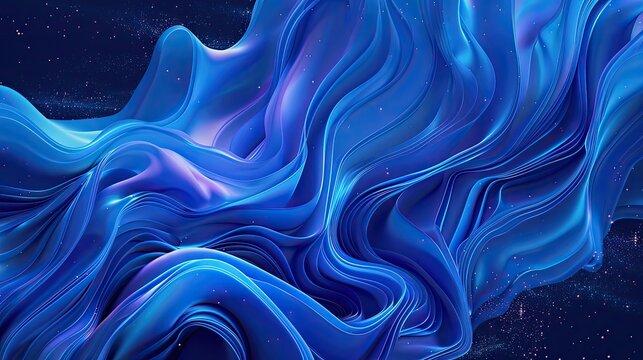 Abstract blue waves flowing with glittering lights. This image is perfect for backgrounds, website designs, and presentations that need a modern, dynamic feel.