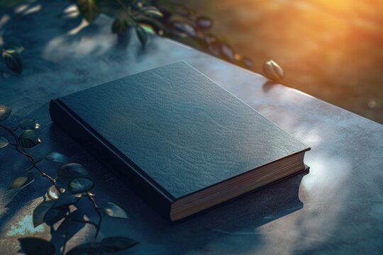 A book and plant sit together on a table, great for showcasing reading habits or home decor