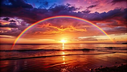 Retro vintage sunset rainbow with vibrant colors and nostalgic vibes, retro, vintage, sunset, rainbow, vibrant, colors, nostalgic