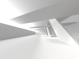 Minimalistic room space. White clean empty architecture interior