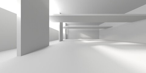 Obraz premium White elegant empty space. White wall room background. Abstract interior