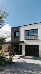 Fototapeta premium Modern Black and White House Exterior Design