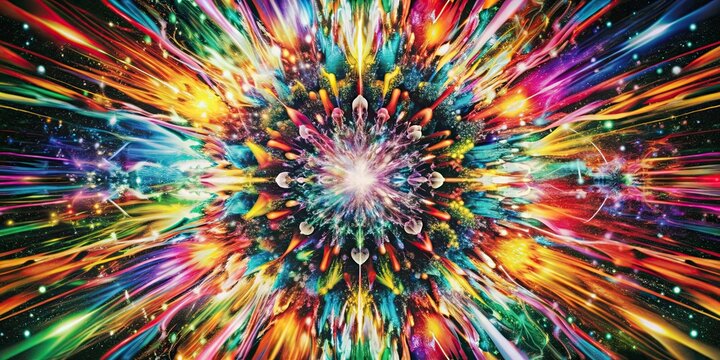 Vibrant and colorful of a collective mind exploding with patterns and colors, collective, mind, bust, human head