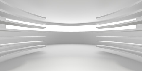 Abstract light corridor interior. Futuristic architecture background