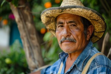 Portrait of a middle aged male Mexican gardener