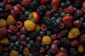 Mixed berries fruit wallpaper background