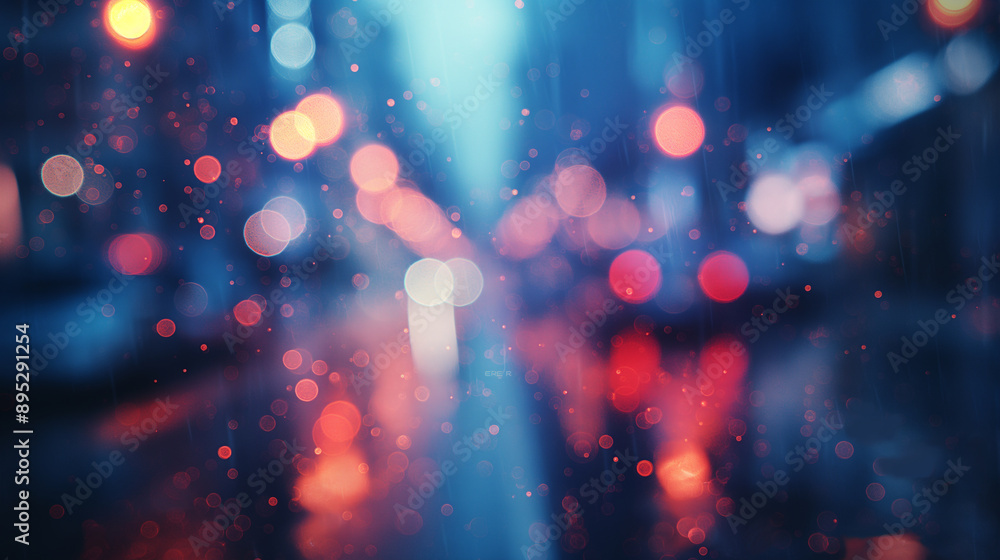 Poster abstract bokeh background with red and blue lights