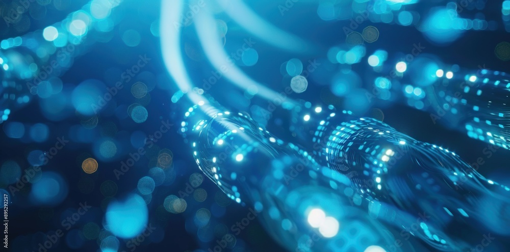 Aufkleber abstract blue lights with bokeh blur effect creating a dynamic and futuristic visual