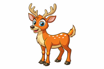 Funny Deer Vector Illustration with White Background Cartoons, Clipart, Line Art Design, Funny deer vector illustration with white background perfect for cartoons, clipart, and line art designs