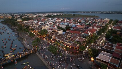 Naklejka premium Hoi An old town and tile roof of crowded old house