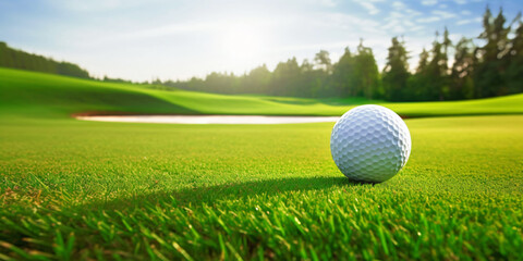 Fototapeta premium golf ball on the green field