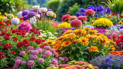 Colorful variety of flowers blooming in a well-maintained garden , flowers, garden, colorful, blooming, plants, nature