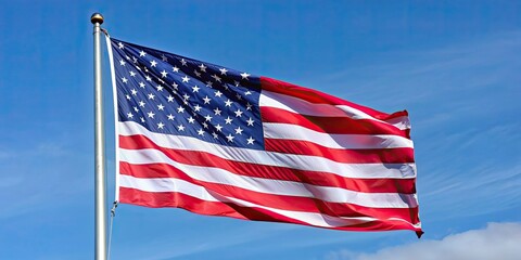 Obraz premium United States Flag waving in the wind, Patriotic, America, Stars and Stripes, Symbol, National, Red, White, Blue