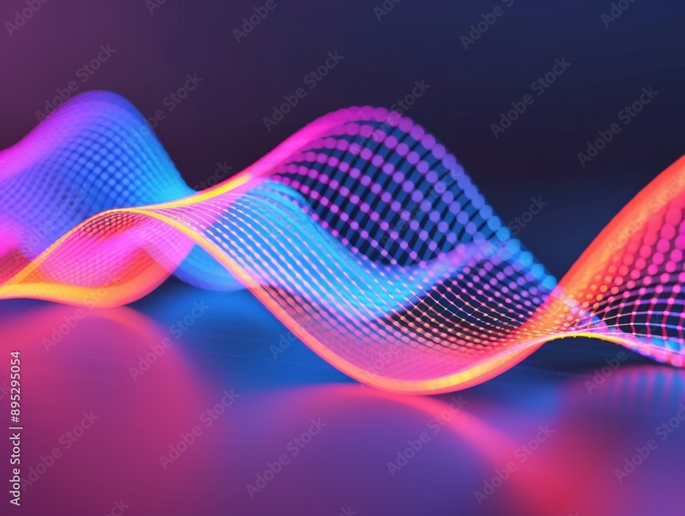 Aufkleber digital wave of information, an abstract representation of a vibrant wave flowing through a network,