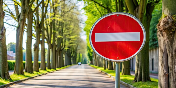 Forbidden entrance sign on one way street with tree in background, forbidden, entrance, sign, one way, street, tree, background
