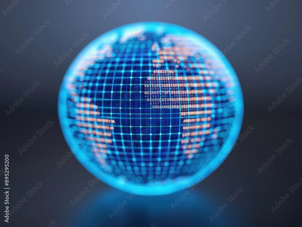 Poster global sound waves, an abstract representation of a globe with radiating sound waves, symbolizing th
