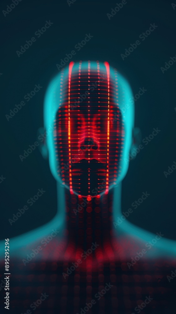 Poster futuristic sound wave integration, abstract representation of sound waves blending with digital elem