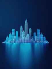 Obraz premium Urban Soundwave, an abstract representation of a sound wave transforming into a city skyline, illustrating the impact of online audio series, modern design with ample space for text.