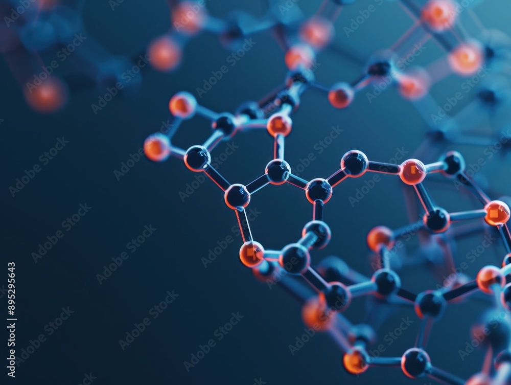 Aufkleber molecular fusion, an abstract digital representation of a molecular structure symbolizing technology