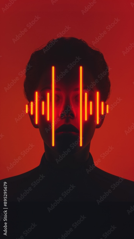 Poster sound waves logo design, abstract depiction of sound waves creating a digital logo, representing onl