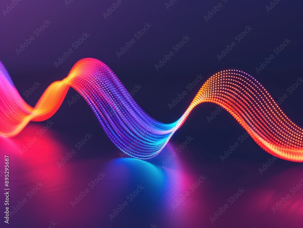 Poster soundwave logo design, an abstract digital representation of sound waves, symbolizes online audio co