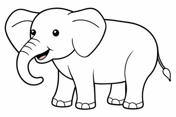 Funny Elephant Vector Illustration with White Background Cartoons, Clipart, Line Art Design, Funny elephant vector illustration with white background in cartoon, clipart, and line art styles.