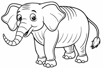 Fototapeta premium Funny Elephant Vector Illustration with White Background Cartoons, Clipart, Line Art Design, Funny elephant vector illustration with white background in cartoon, clipart, and line art styles.