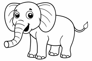 Funny Elephant Vector Illustration with White Background Cartoons, Clipart, Line Art Design, Funny elephant vector illustration with white background in cartoon, clipart, and line art styles.