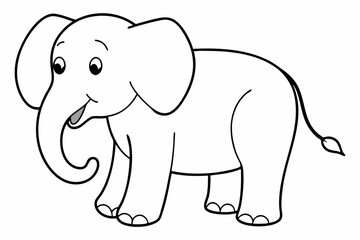 Funny Elephant Vector Illustration with White Background Cartoons, Clipart, Line Art Design, Funny elephant vector illustration with white background in cartoon, clipart, and line art styles.