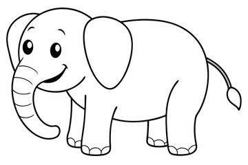 Funny Elephant Vector Illustration with White Background Cartoons, Clipart, Line Art Design, Funny elephant vector illustration with white background in cartoon, clipart, and line art styles.