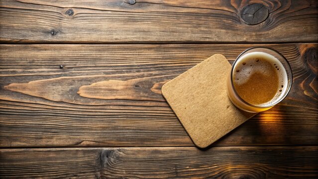 Beer coaster mock up on rustic wooden background, beer, coaster, mock up, wooden, background, pub, bar, drink, beverage, template, blank